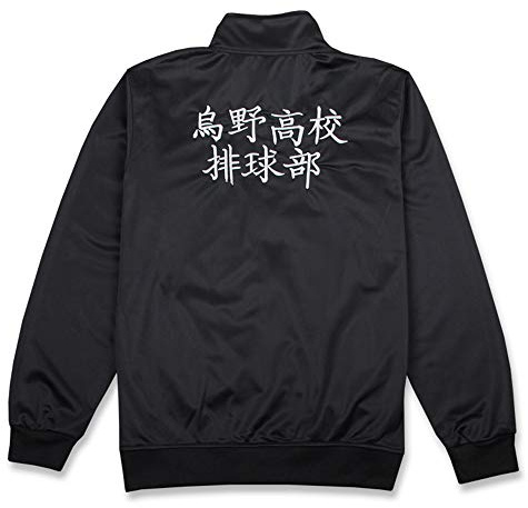 IDEALcos Erwachsene Cosplay Jacke Hosen Sportswear Karasuno High School Volleyball Club Uniform Kostüme (Schwarz, L)