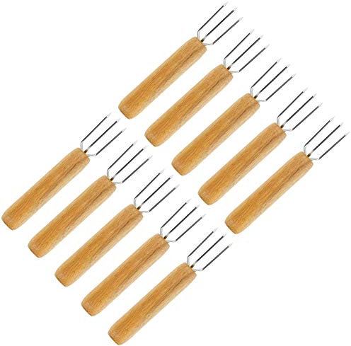 10x Forchetta per Patate con 3 Denti in Acciaio Inossidabile, Inossidabile, Riutilizzabile Come spiedo di Mais, ausilio Peeling