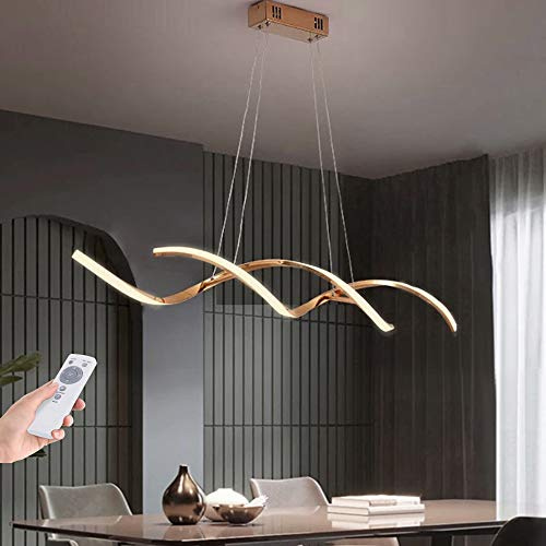 Hängeleuchte Pendelleuchte LED Esszimmerlampe Hängelampe Decken Lampe Moderne Dimmbar Fernbedienung Pendellampe Höhenverstellbar Kronleuchter Für Küchen Wohnzimmer Schlafzimmer Hängend-Leuchte,Gold