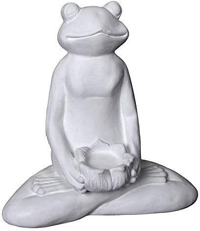 Yoga Frosch im Lotus Sitz Weiss Meditation Figur Relax Gymnastikfrosch 37cm Wohnraum Badezimmer yac050 Palazzo Exklusiv