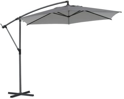 Gruppo Maruccia - Ombrellone da Giardino a Banana con Braccio Laterale - Struttura in Acciaio Rinforzato Telo in Poliestere Idrorepellente e Anti Raggi Solari - Diametro 3 Metri (Grigio Chiaro)