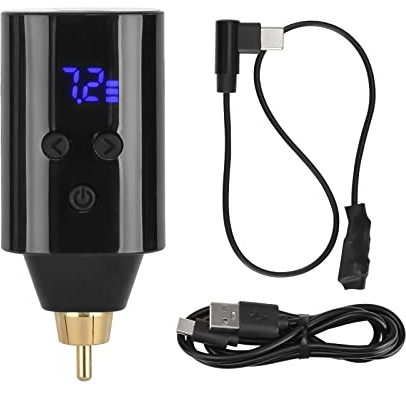 ATOMUS Tattoo Wireless Power Supply RCA Connector with Switch Controller Tattoo Power Supply Rechargeable USB Digital Display 1500mAh Tattoo Machine Pen