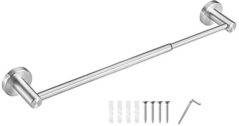 LERANXIN Extensible Porte-Serviettes de Salle de Bain 43cm-72,5 cm – Finition Argent, avec Vis et Clés – Capacité de Charge Maximale Jusqu'à 10 kg (22 lbs) – Porte Serviette Mural