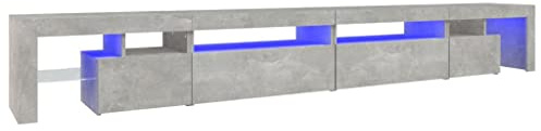 vidaXL TV-Schrank mit LED-Leuchten Betongrau 290x36,5x40 cm