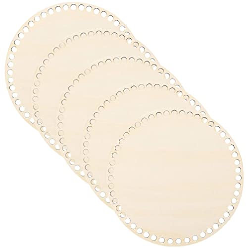 VICASKY 5stücke Holzboden Für Häkelkörbe DIY-Korb-Boden Mit Löchern Häkelboden Für Taschen Zum Selbermachen
