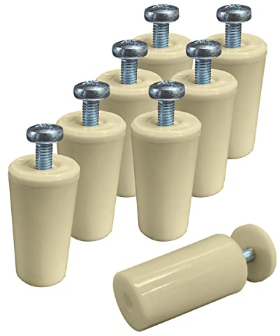 Topes de persiana enrollables marfil de 40 mm hechos de PVC. Cada tope incluye arandelas y tornillos (8').