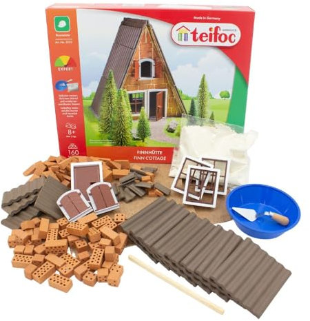 teifoc 5230 Steinbaukasten - Finnhütte, 160 Bauteile, Kreativ-Bauset aus natürlichen Materialien, DIY Bausatz, Konstruktionsspielzeug für Kinder ab 8 Jahren und Erwachsene