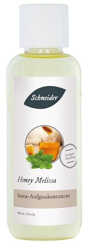 Saunabedarf Schneider Sauna Aufguss Konzentrat Honey Melissa - 250ml, naturreine, ätherische Öle, wohltuender Saunaaufguss & langanhaltendes Dufterlebnis
