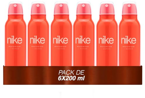 NIKE - Coral Crush Pack de 6 x 200 ml, Desodorante Mujer Spray, Desodorante Antimanchas para Todo Tipo de Piel, 0% Sales de Aluminio, de Larga Duración, Fragancia Floral Afrutada
