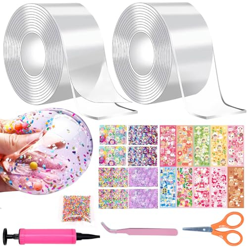 Booaee Traceless Adhesive Nano Tape,Nano Tape Bubbles Set BubbleTape Set Klebeband BubbleTape Ball Diy Craft Kit, kawaii deko Bubbles MultipurposeTape Handmade Transparent (Transparent)