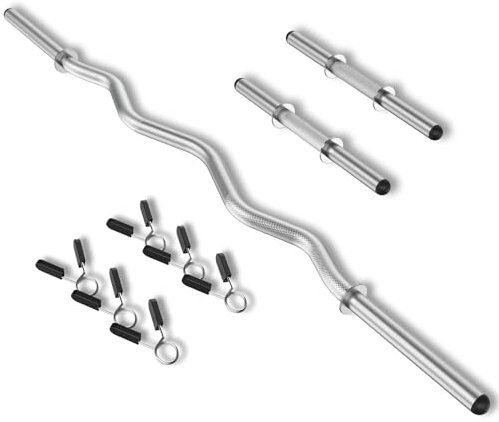 WINNOW Curlstange EZ Bars Kit Langhantel und Kurzhantel Griffe für Gewichtheben und Powerlifting Krafttraining Bars Langhantelstange für Hip Thrusts, Kniebeugen und Ausfallschritte für Fitnessstudio