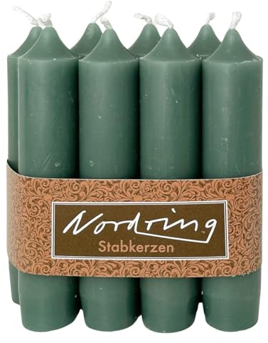 Nordring 24 Stück Stabkerzen moosgrün 2,2 x 11 cm hoch