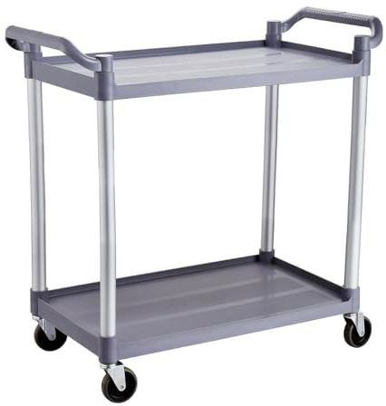 Servierwagen Kunststoff mit Rollen - 2 Böden - Tragfähigkeit 50 kg pro Boden - 102 x 49 x 98 cm - Transportwagen, Küchenwagen, Abräumwagen, Teewagen