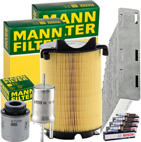 Mann Filter Inspektionspaket | C14130 (LX1566)+CUK2939+W712/93+WK69+0242240665 passend für Tsi Tfsi A3 8P Golf 5 6 Altea 5P