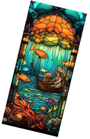 Cabilock Fensterfolie Ohne Kleber Für Privatsphäre Dekorativer Unterwasser-welt-glasaufkleber Statisch Haftend Leicht Anzubringen Für Bad Büro Und Wohnräume