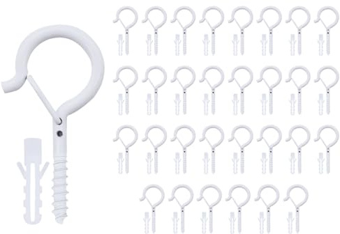 Abiyou Haken zum Schrauben mit Sicherung, 30 Stück Edelstahl Hakenschrauben mit Sicherung, Schraubhaken Edelstahl, Einschraubhaken, Haken zum Schrauben, für Pflanzenkörben, Vogelhäuschen (Weiß)