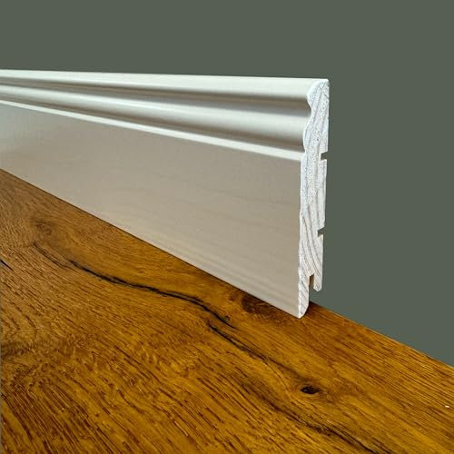 Battiscopa PREMIUM in legno MASSELLO mod.DUCALE 91x15 laccato bianco liscio (prezzo al metro)