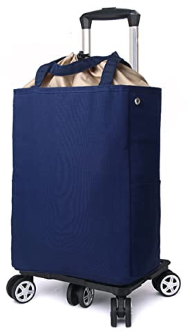 Treppensteiger-Einkaufstrolley, Aluminium, leicht, zusammenklappbar, mit 5 Rädern, 20 kg Kapazität und isolierter Kühltasche, inklusive Einkaufstasche, einfacher Transport und Lagerung