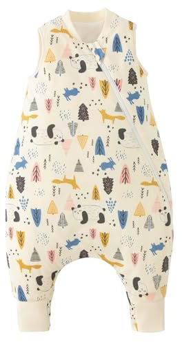 Duomiaomiao Saco de dormir para bebé con pies, 100 % algodón, saco de dormir para bebé, niño de 2,5 tog, con saco de dormir, dibujos animados, transpirable, panda, 75 cm