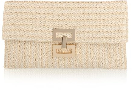 Jywmsc Stroh Clutch Geldbörsen für Damen Sommer Strand Tasche Woven Purse Wicker Rattan Umschlag Clutch für Hochzeit
