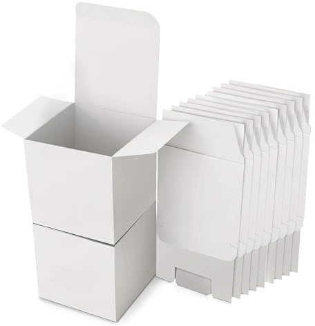 25 scatole regalo in carta kraft bianca, 10 x 10 x 10 cm, scatole di cartone con coperchio, scatola regalo quadrata per regali, feste, compleanni, matrimoni