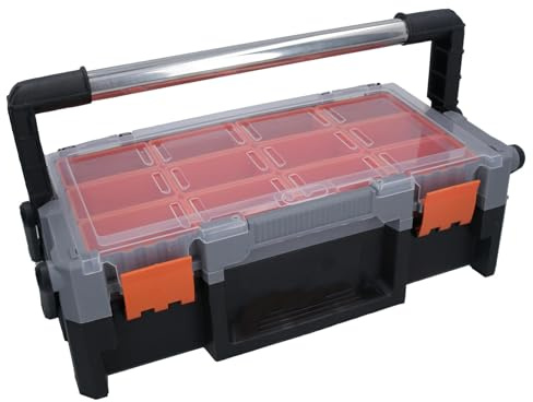 AB Tools 18in Cantilever Style Toolbox Tool Box Storage Container Organiser Compartment