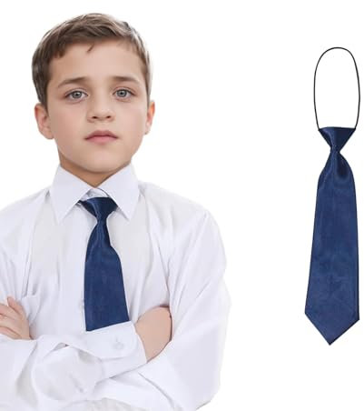Vxcbad Krawatte Einfarbig Kinder Jungen Krawatte für Hochzeiten, Abschlussfeiern Und Alltagskleidung 28x7CM Tiefblau