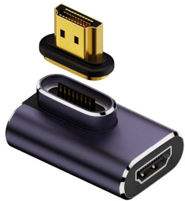 chenyang HDMI 2.1 Magnetanschluss, HDMI Stecker auf Buchse 90 Grad nach links abgewinkelt 8K@60Hz 4K@120Hz 48Gbps Hochgeschwindigkeits Gender Change Adapter vergoldet