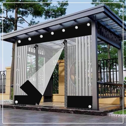Transparent Waterproof Tarpaulin Side Panels for Gazebo,Outdoor Clear Tarp Curtains With Zip Doors,Pvc Partition Sliding Curtains Rain Curtains,for Garden Pergola Carport,W×H-2×3m(6.6 * 9.8ft)