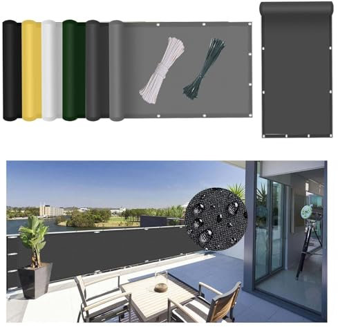 Outdoor Awning 95 x 150 cm Weatherproof Privacy Fence for Garden Balcony Dark Grey Shade Screen with Windproof Design