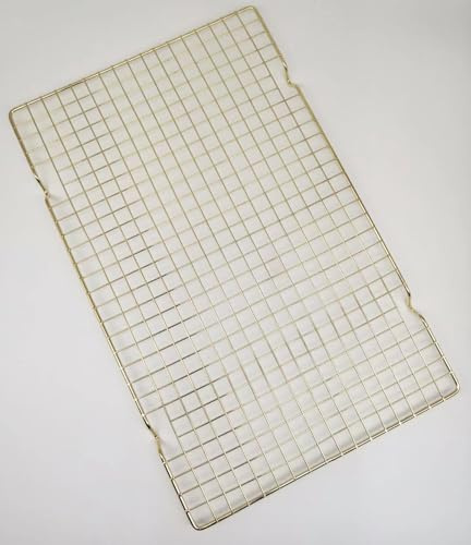 2-teiliges Kühlgitter zum Backen, 40,6 x 25,4 cm Grill, grober Metalldraht, Keksständer zum Kochen, Backen, Grillen und Trocknen, ofenfest, geeignet für halbe Pfanne, golden