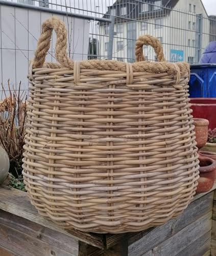 NEU !! Schöner stabiler Korb mit Seegraskordel ø ca. 39 cm aus Rattan - Naturprodukt, kein Plastik !! Handarbeit Schale Weidenkorb Pflanzgefäß Blumentopf
