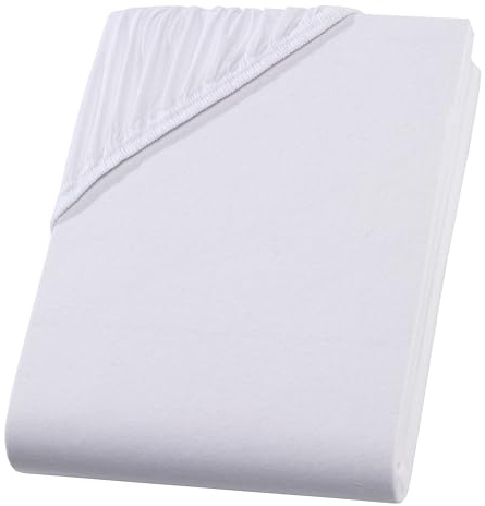 Premium Spannbettlaken - 180-200 x 200 x 30 cm - 97% Baummwolle 3% Elastan - Oeko-tex® Made in Green zertifiziertes Spannbetttuch - Gummizug - Weiß
