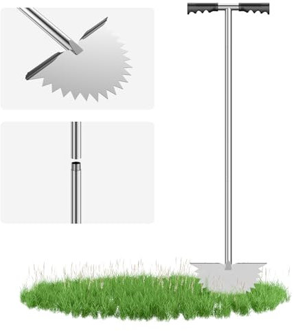 Foppla Tagliaerba a forma di mezzaluna, con impugnatura a T, manico lungo per bordi del prato, 94 cm (sega)