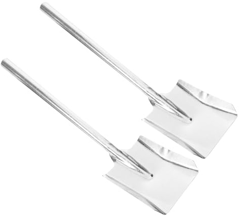 MAGICLULU Lot de 2 Pelles de Jardin en Fer Argenté Tête Extra-large, Fabrication Soignée, Bêche Pratique pour Creuser et Nettoyer Cheminée en Extérieur