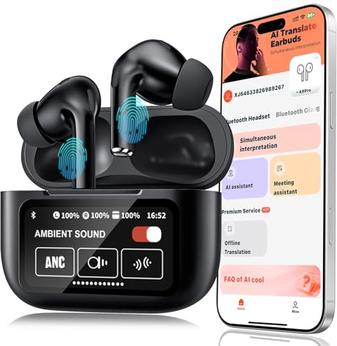 AI Language Translator Earbuds,144 Languages Bluetooth Translator Device and Accents 11 Offline Language Translation, Two-Way Translator Earphones for Language Learning/Travel/Business (Black)