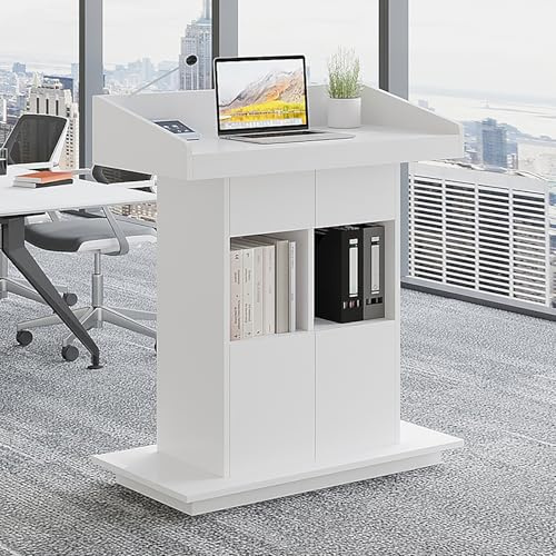 Podiumständer aus Holz mit Stauraum, Rednerpult mit geräumigen Regalen und Schubladen, ideal für Hochzeiten, Klassenzimmer, Präsentationen und Veranstaltungen