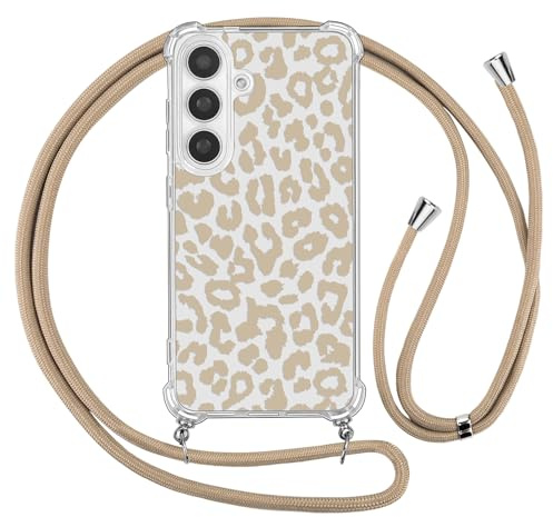 Ciciber Ttusy Handykette Hülle für Samsung Galaxy A55 5G mit Band, Durchsichtig Muster Leopard Case Weiches Silikon Schutzhülle mit Kordel zum Umhängen Necklace HandyHülle für Samsung A55, 06