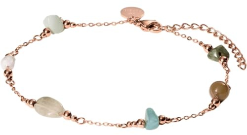 Purelei Island Dream Fußkettchen – mit Opal, Amazonit, Achat & Moosachat – Edelstahl 18K vergoldet – Verstellbares Damen Fußband 21–25 cm – Zarter Sommerlook