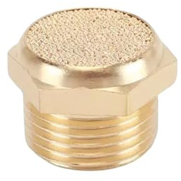 All-Brass Pneumatic Silencer, BSL Solenoid Valve Flat-Head Throttle Muffler, Noise Reduction, 2/4 Packs, Sizes: M5, 1/8, 1/4, 3/8, 1/2, 3/4, 1 2pcs 1/4