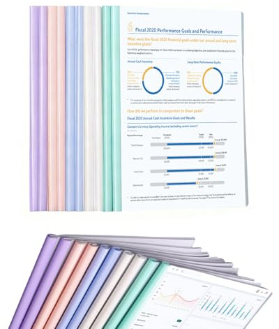 ZEXIJOW 10 piezas de encuadernación de hojas A4,Carpeta de hojas A4,Capacidad para 100 hojas,Carpeta deslizante,Organizador de documentos para el hogar,La escuela y la oficina (color claro)