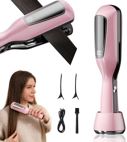 Spliss Entferner Gerät, Spliss Trimmer mit LED Anzeige Split Ends Hair Trimmer Mini Akku Glättbürste mit Sicherheitssperre Tragbarer Splissentferner für Haare mit Negativ Lonen Haarpflege (C)