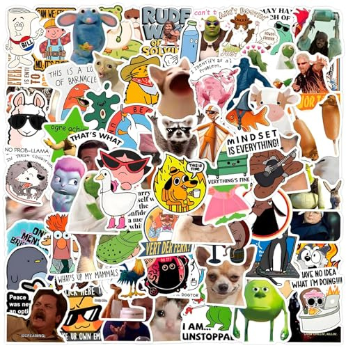 110 Pcs Funny Meme Stickers – Waterproof Vinyl Stickers for Adults & Teens – Laptop, Water Bottle, Phone, Skateboard, Journal Decals – No Residue Removable