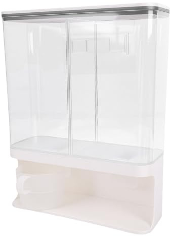 Cryfokt Dispensador de Granos, Contenedor de Almacenamiento de Alimentos Secos, Dispensador de Cereales Hermético Montado en la Pared con Taza Medidora,
