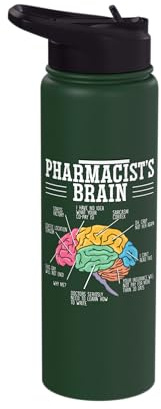Pharmacist Brain Prescription Pharmacy Assistant Medical Stainless Steel Insulated Water Bottle