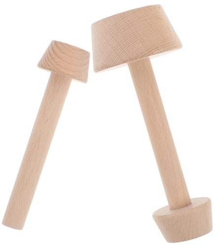 TOYANDONA Molde para Tartaletas de Huevo de Madera Natural, Prensa Doble Cara 2 Unidades (grande y Pequeño), Molde para Hornear Tartas y Mini Muffins, Utensilio de Repostería para Cocina