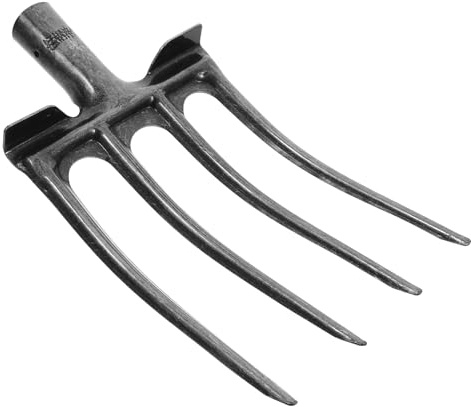 Beavorty Horquilla de Acero 4 Dientes para Jardinería Herramienta Manual Resistente para Aflojar Suelo Cabeza de Horquilla para Estiércol de Caballo Cabeza de Repuesto Uso en Cultivo