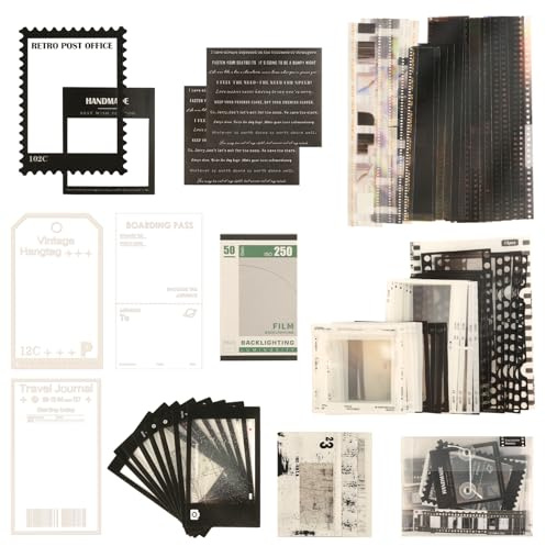 109 Stück Scrapbooking Sticker Set, Vintage Filmstreifen Scrapbook Papierpakete, Scrapbooking Aufkleber, Journal Sticker, Journaling Zubehör für Tagebücher, Planer, Fotoalben