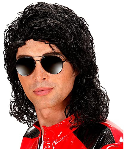 Widmann K0755 – Peruk King of Pop, 80-tals karneval, temafest