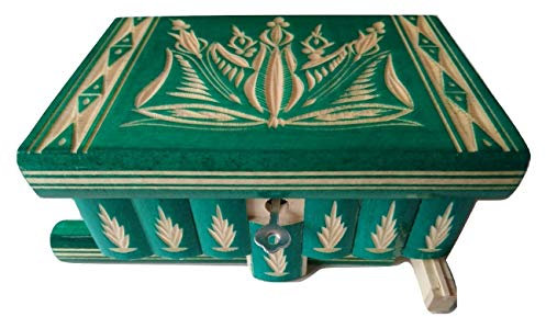 Neu Magie Rätsel Puzzle Geheimfach Schmuckkasten schön Handwerk Handarbeit Holz schatulle Zauber kästen (Grun)